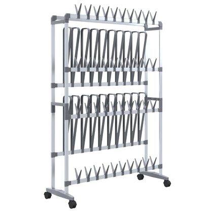 vidaXL Shoe Rack with Wheels Silver 89x27x120 cm