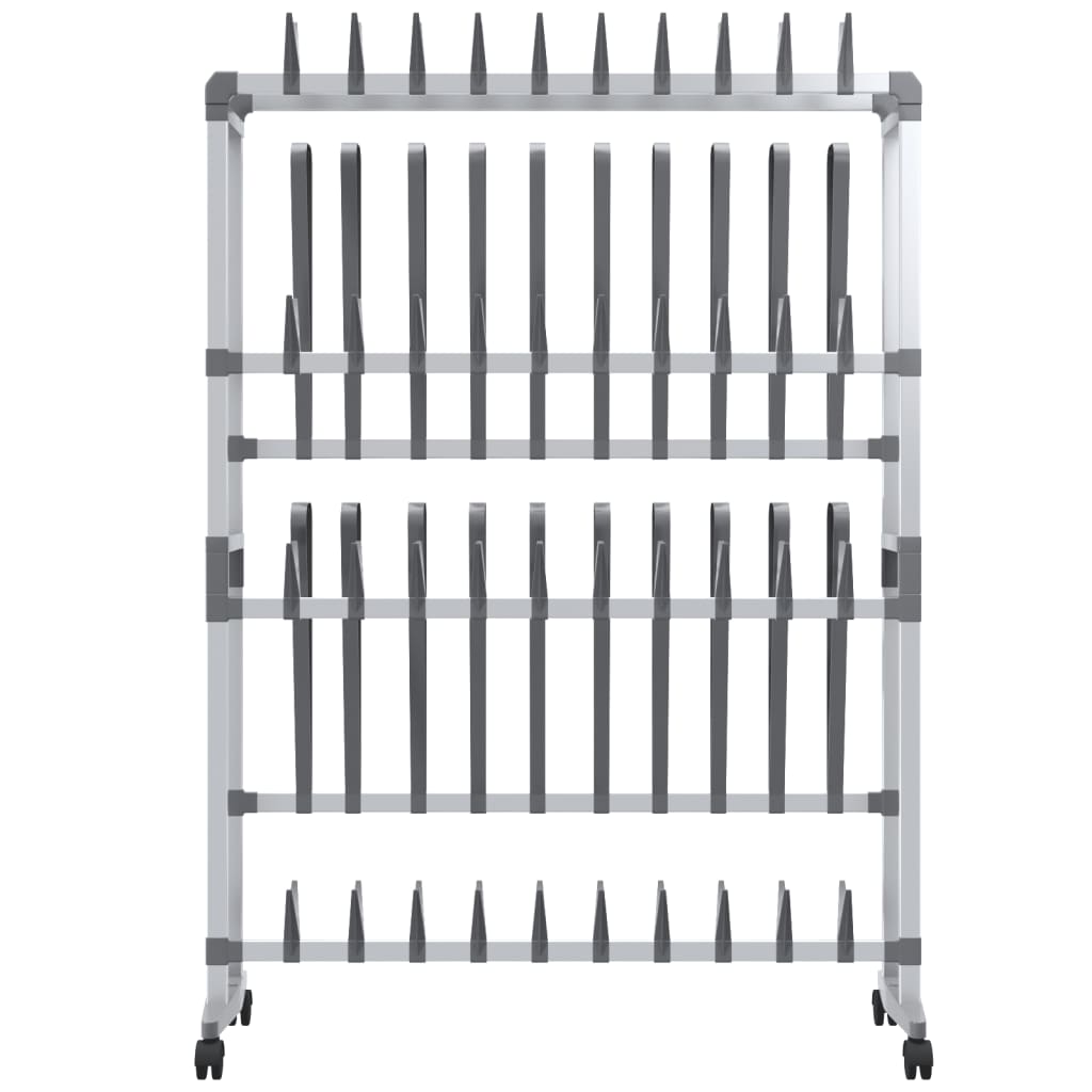 vidaXL Shoe Rack with Wheels Silver 89x27x120 cm