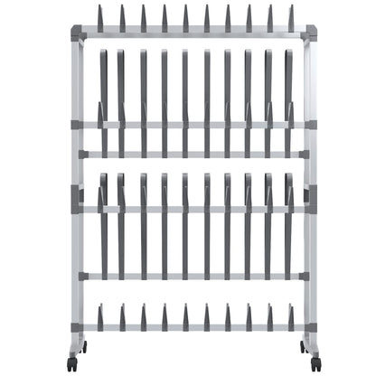 vidaXL Shoe Rack with Wheels Silver 89x27x120 cm