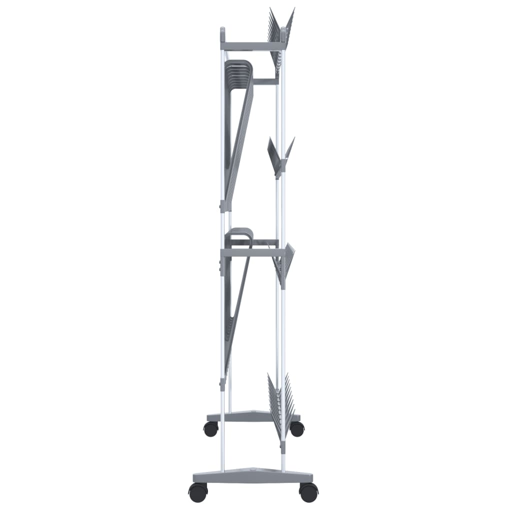 vidaXL Shoe Rack with Wheels Silver 89x27x120 cm