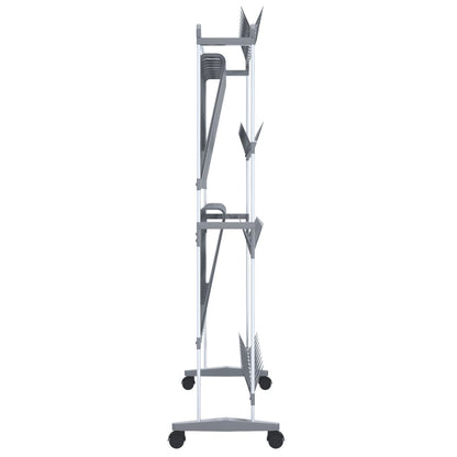 vidaXL Shoe Rack with Wheels Silver 89x27x120 cm
