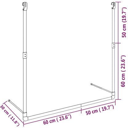 vidaXL Telescopic Wardrobe Hanging Rail Silver