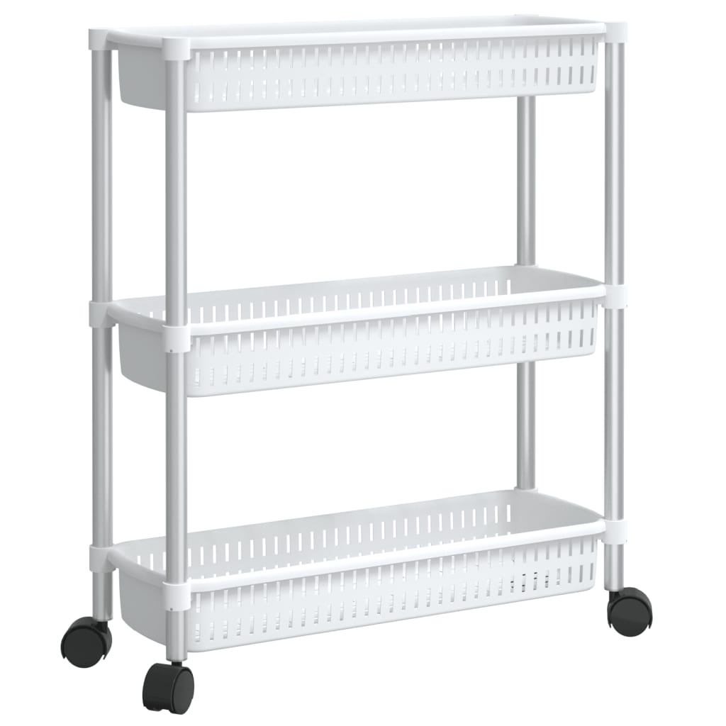 vidaXL 3-Tier Storage Trolley Silver and White Aluminium