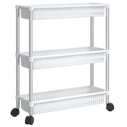 vidaXL 3-Tier Storage Trolley Silver and White Aluminium