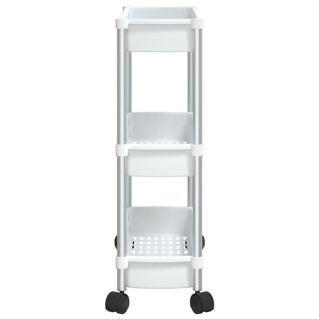 vidaXL 3-Tier Storage Trolley Silver and White Aluminium