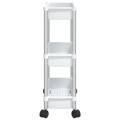 vidaXL 3-Tier Storage Trolley Silver and White Aluminium