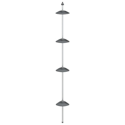 vidaXL 4-Tier Telescopic Shower Corner Shelf Silver Aluminium