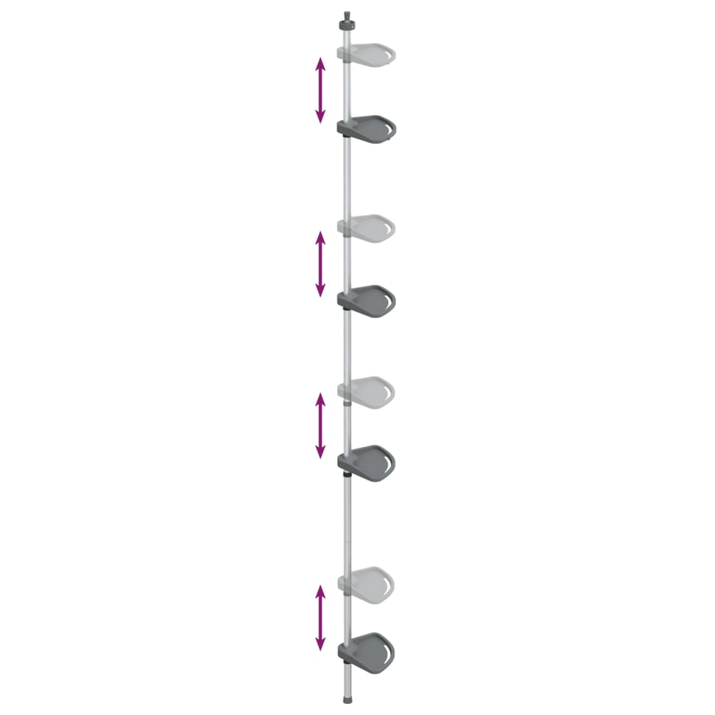 vidaXL 4-Tier Telescopic Shower Corner Shelf Silver Aluminium