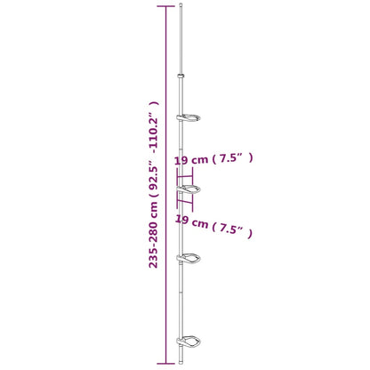 vidaXL 4-Tier Telescopic Shower Corner Shelf Silver Aluminium