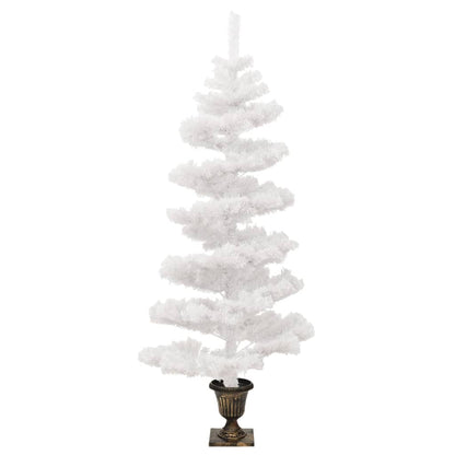 vidaXL Swirl Pre-lit Christmas Tree with Pot White 120 cm PVC