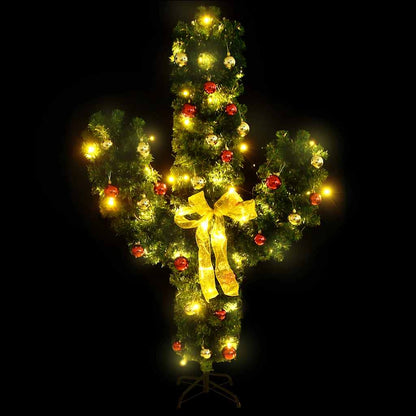 vidaXL Christmas Cactus with Stand and LED Green 150 cm PVC