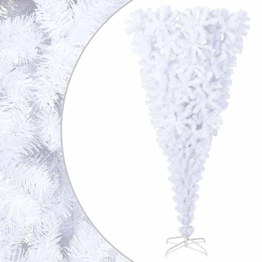 vidaXL Upside-down Artificial Christmas Tree PVC, steel White