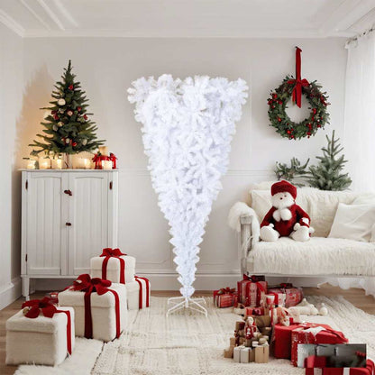 vidaXL Upside-down Artificial Christmas Tree PVC, steel White