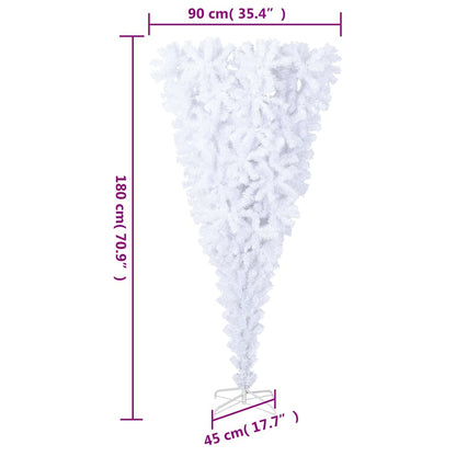 vidaXL Upside-down Artificial Christmas Tree PVC, steel White
