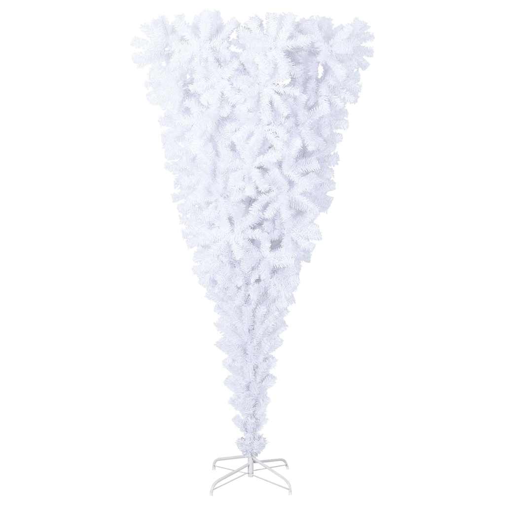 vidaXL Upside-down Artificial Christmas Tree PVC, Steel White