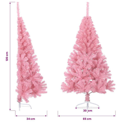 vidaXL Artificial Half Christmas Tree with Stand Pink 120 cm PVC