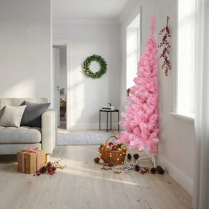 vidaXL Artificial Half Christmas Tree with Stand Pink 180 cm PVC