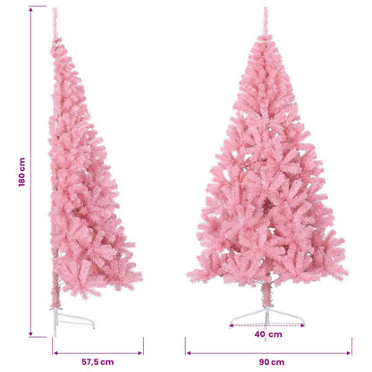 vidaXL Artificial Half Christmas Tree with Stand Pink 180 cm PVC
