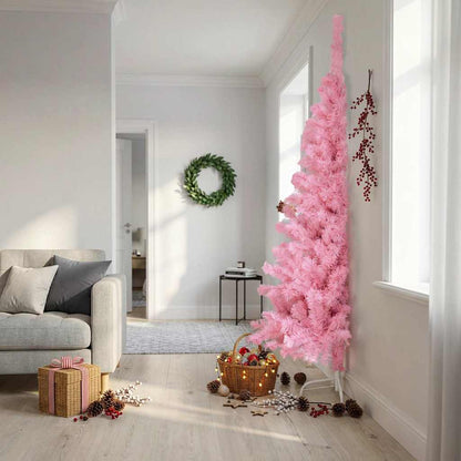 vidaXL Artificial Half Christmas Tree with Stand Pink 210 cm PVC