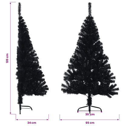 vidaXL Artificial Half Christmas Tree with Stand Black 120 cm PVC