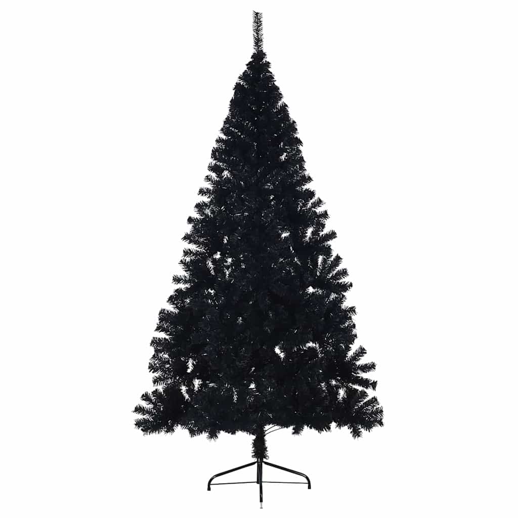 vidaXL Artificial Half Christmas Tree with Stand Black 180 cm PVC