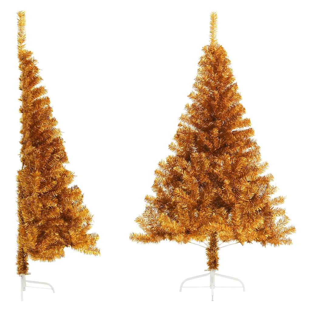 vidaXL Artificial Half Christmas Tree with Stand Gold 150 cm PET