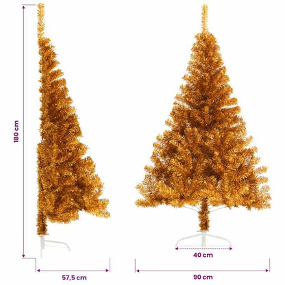 vidaXL Artificial Half Christmas Tree with Stand Gold 180 cm PET