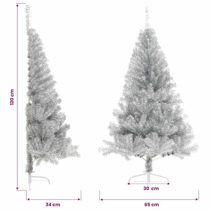 vidaXL Artificial Half Christmas Tree with Stand Silver 120 cm PET