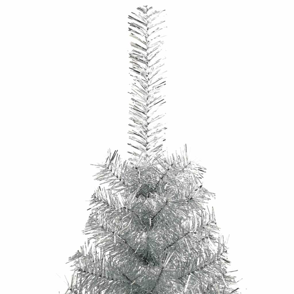 vidaXL Artificial Half Christmas Tree with Stand Silver 150 cm PET