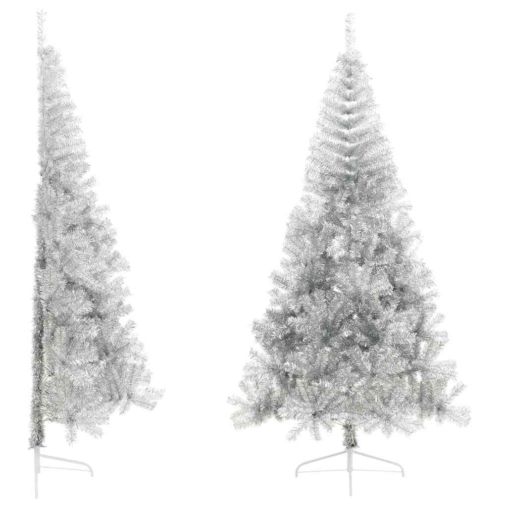 vidaXL Christmas Tree | Silver | PET, steel | 240 cm tall | Decorative Inlays