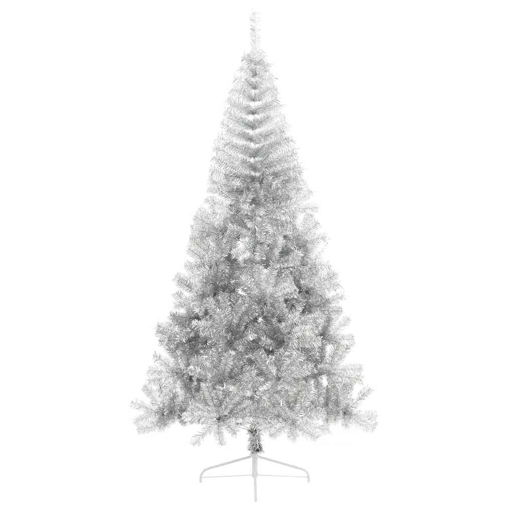 vidaXL Christmas Tree | Silver | PET, steel | 240 cm tall | Decorative Inlays