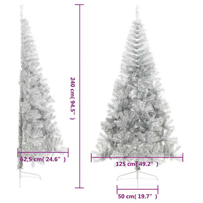 vidaXL Christmas Tree | Silver | PET, steel | 240 cm tall | Decorative Inlays