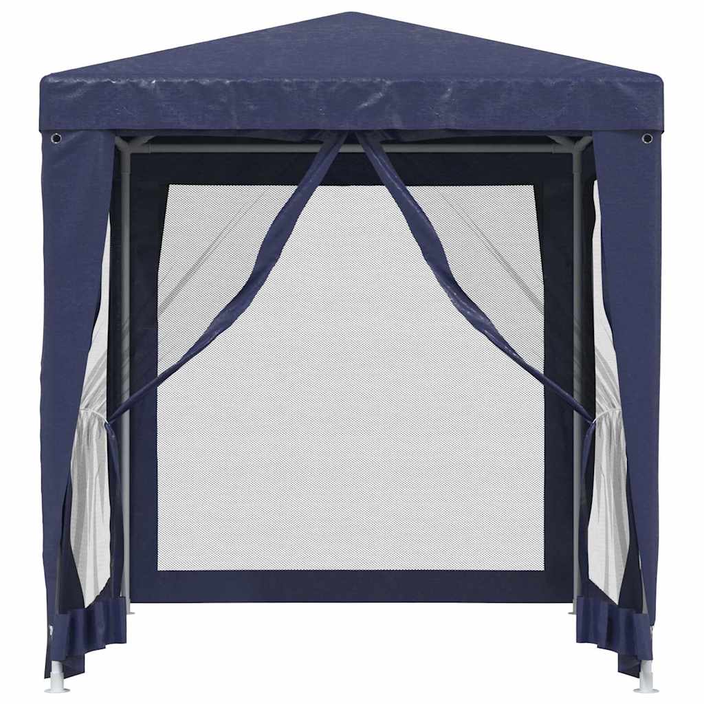 vidaXL Party Tent with 4 Mesh Sidewalls Blue 2x2 m HDPE