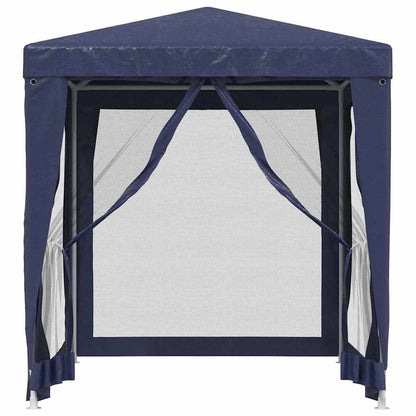 vidaXL Party Tent with 4 Mesh Sidewalls Blue 2x2 m HDPE