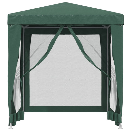 vidaXL Party Tent with 4 Mesh Sidewalls Green 2x2 m HDPE