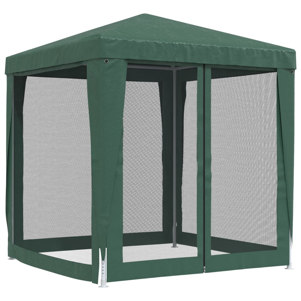 vidaXL Party Tent with 4 Mesh Sidewalls Green 2x2 m HDPE