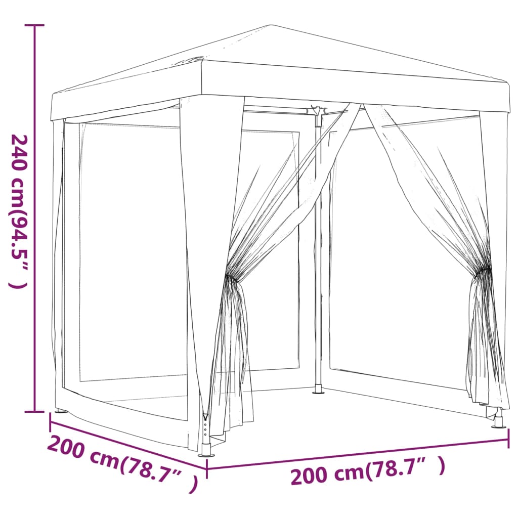 vidaXL Party Tent with 4 Mesh Sidewalls Green 2x2 m HDPE