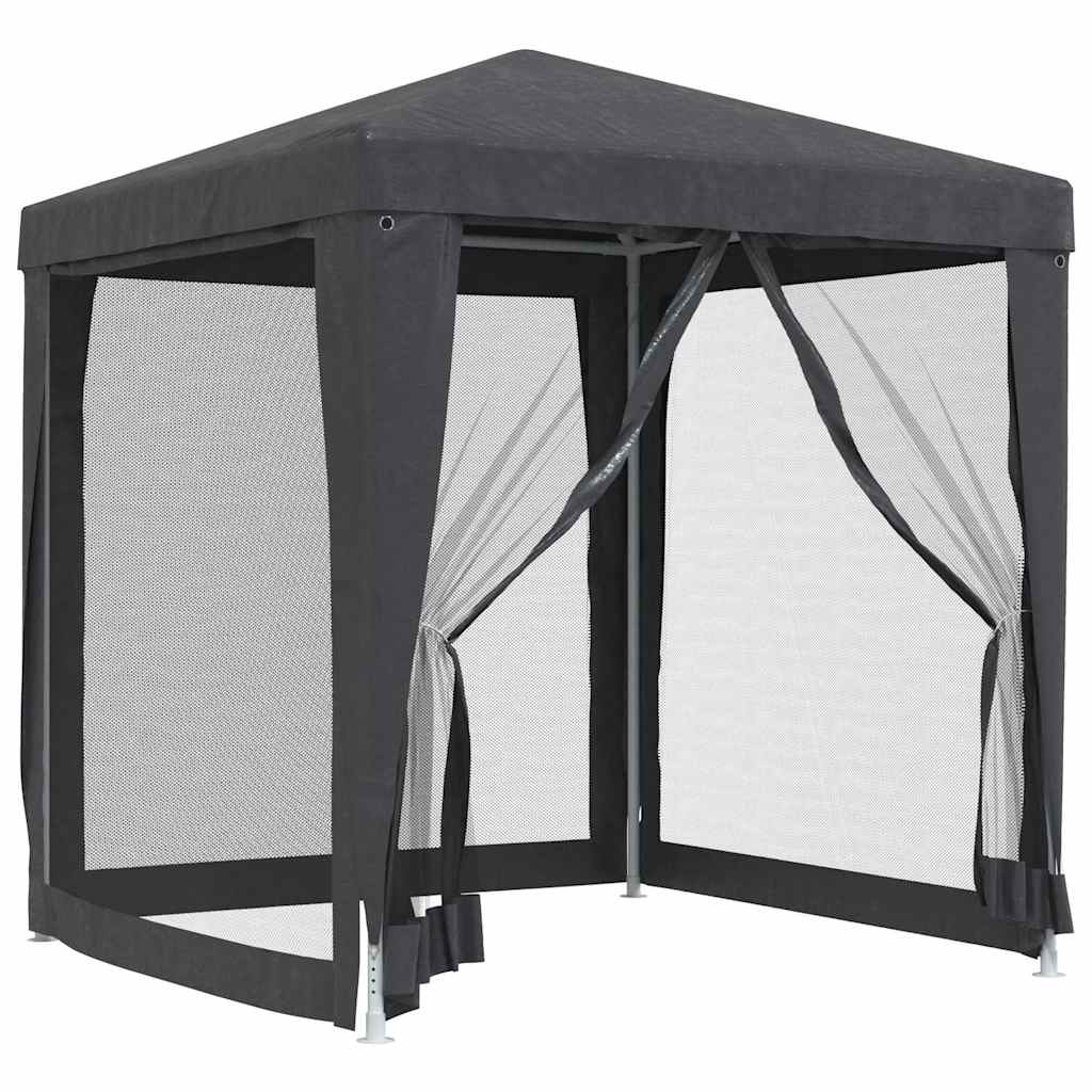 vidaXL Party Tent with 4 Mesh Sidewalls Anthracite 2x2 m HDPE