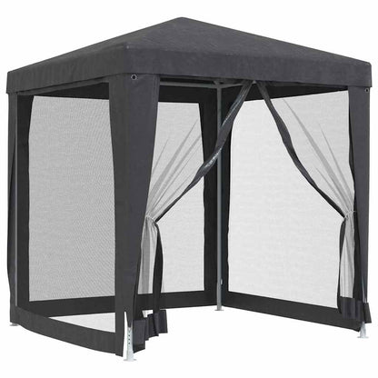 vidaXL Party Tent with 4 Mesh Sidewalls Anthracite 2x2 m HDPE