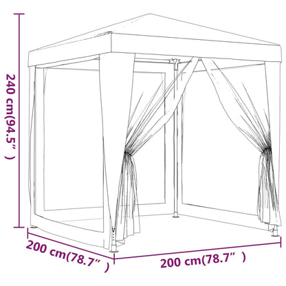 vidaXL Party Tent with 4 Mesh Sidewalls Anthracite 2x2 m HDPE