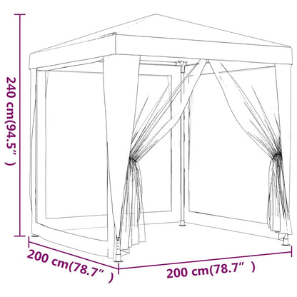 vidaXL Party Tent with 4 Mesh Sidewalls Anthracite 2x2 m HDPE