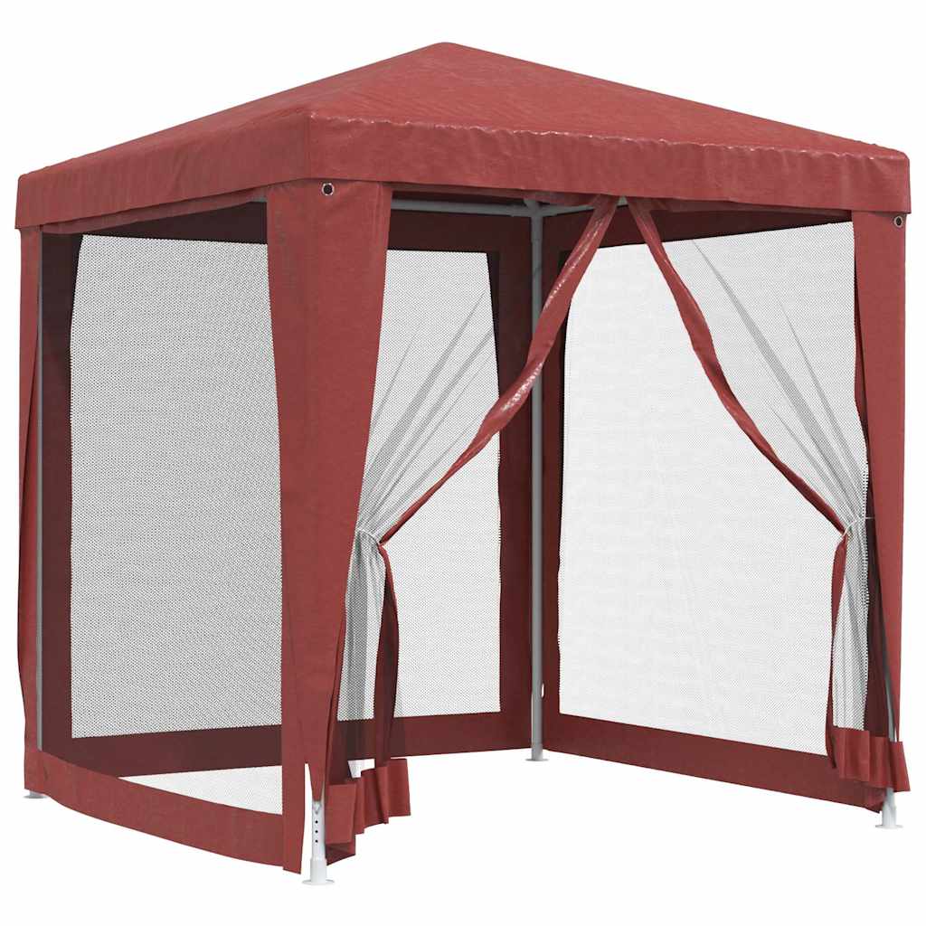 319220 vidaXL Party Tent with 4 Mesh Sidewalls Red 2x2 m HDPE