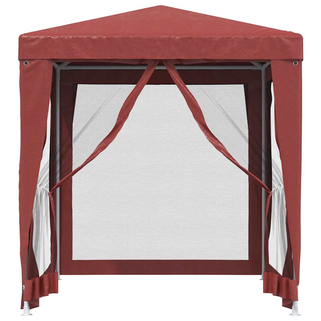 319220 vidaXL Party Tent with 4 Mesh Sidewalls Red 2x2 m HDPE
