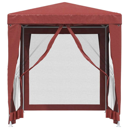 319220 vidaXL Party Tent with 4 Mesh Sidewalls Red 2x2 m HDPE