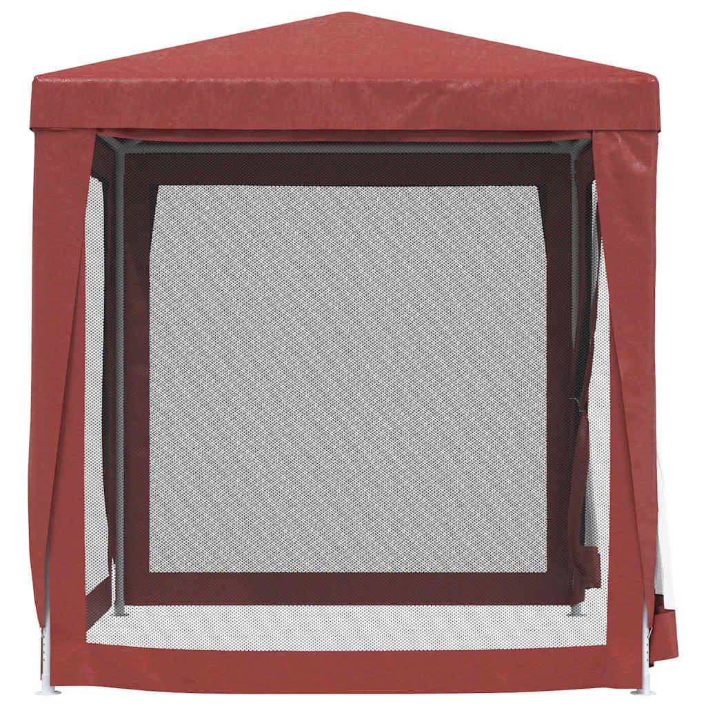 319220 vidaXL Party Tent with 4 Mesh Sidewalls Red 2x2 m HDPE