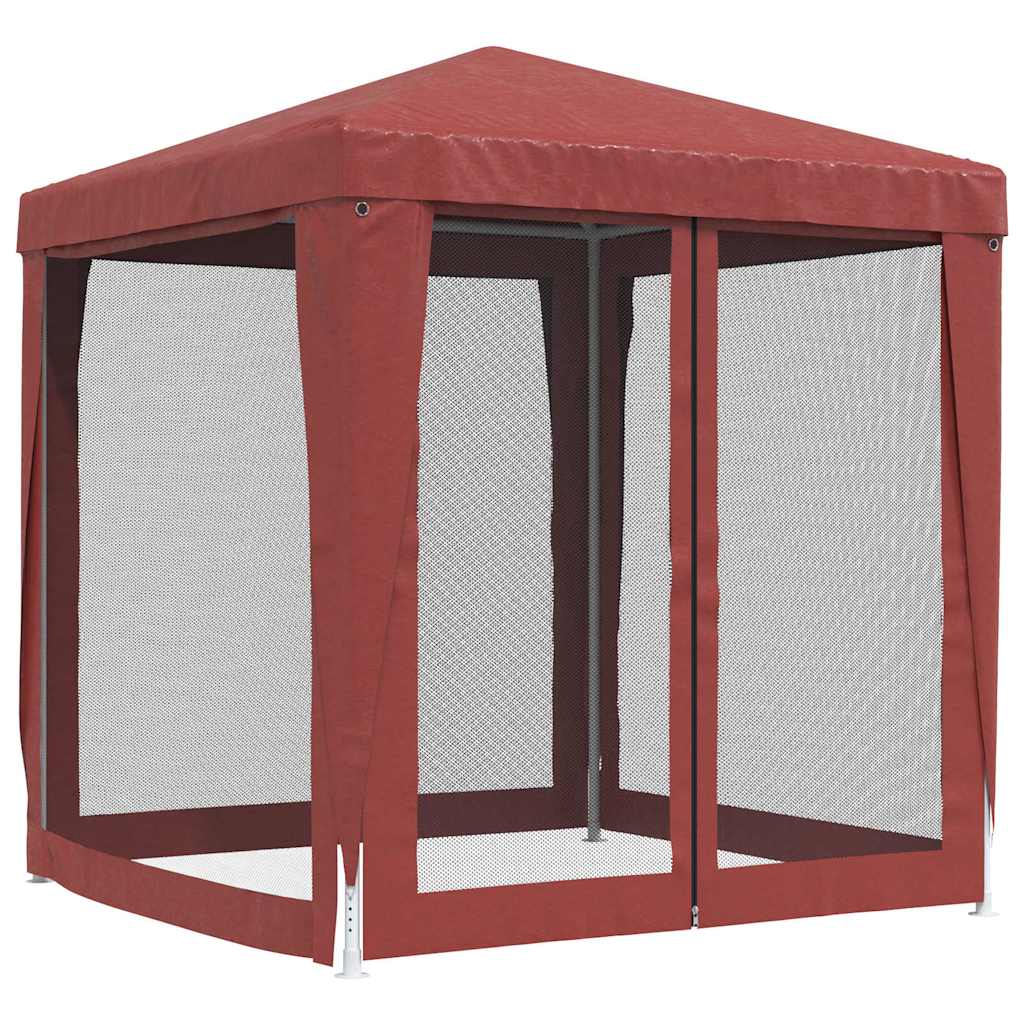 319220 vidaXL Party Tent with 4 Mesh Sidewalls Red 2x2 m HDPE