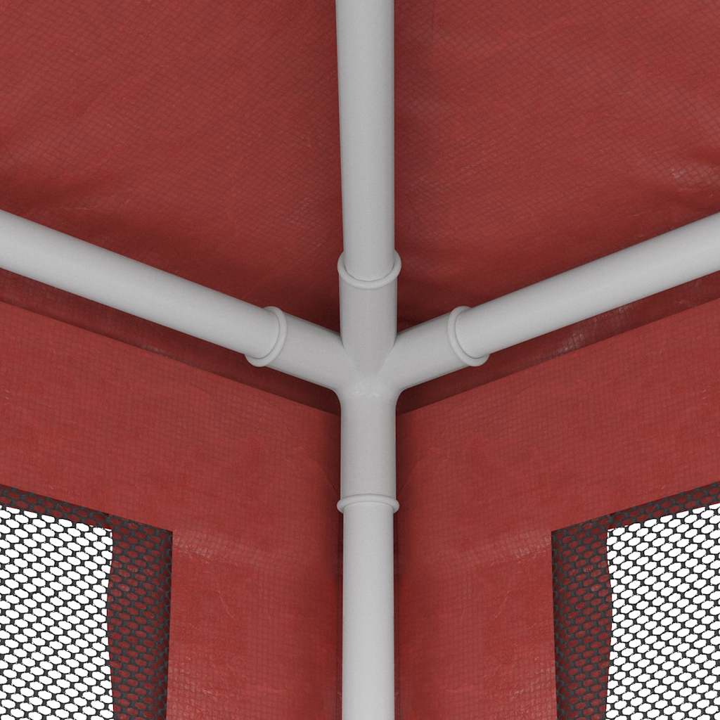 319220 vidaXL Party Tent with 4 Mesh Sidewalls Red 2x2 m HDPE