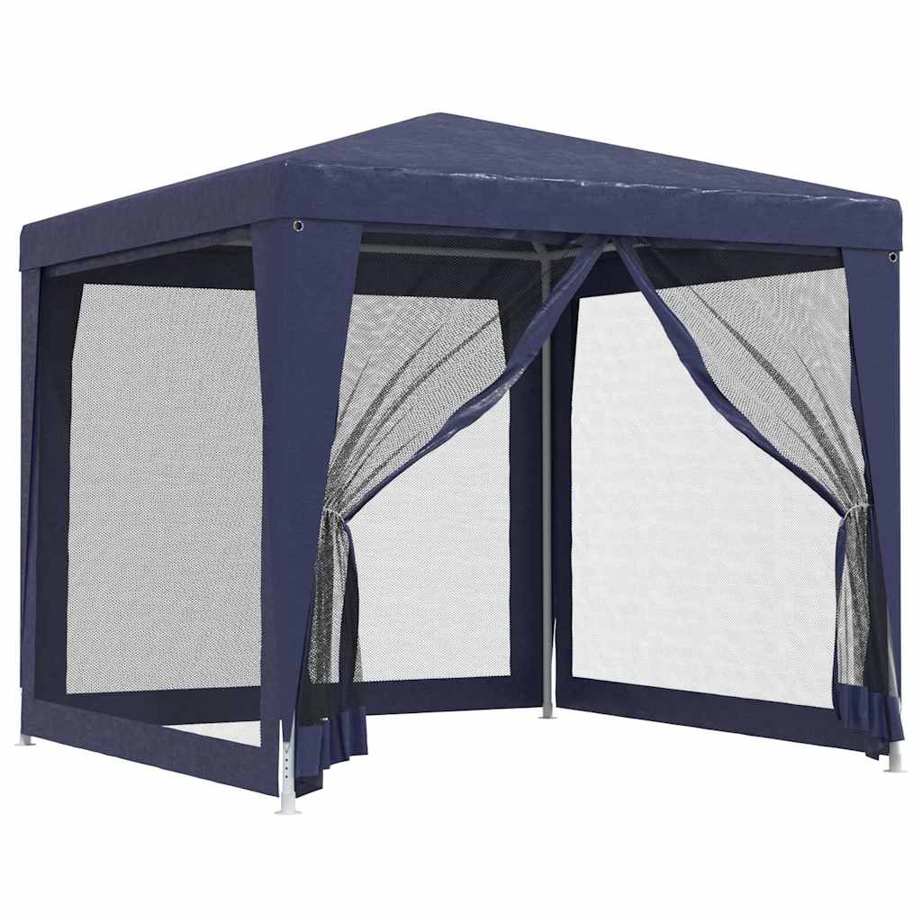 vidaXL Party Tent with 4 Mesh Sidewalls Blue 2,5x2,5 m HDPE