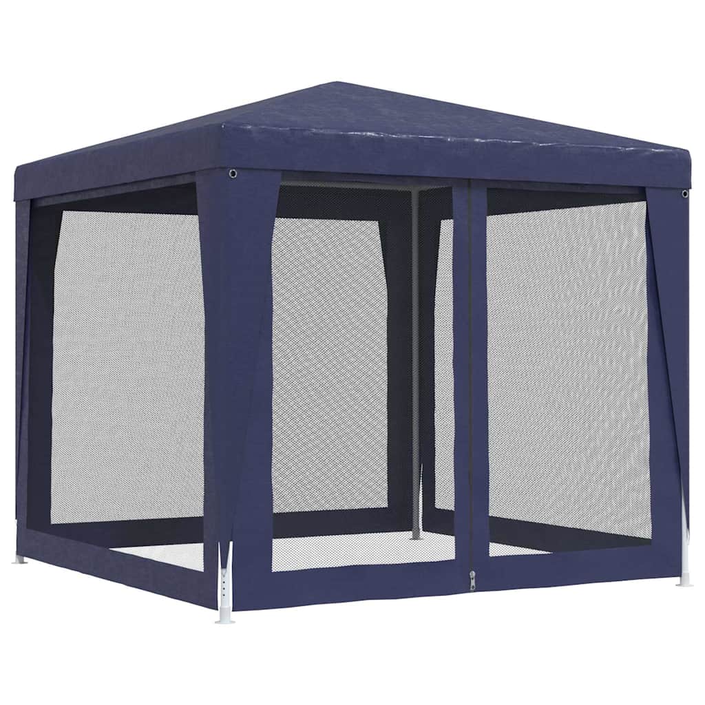 vidaXL Party Tent with 4 Mesh Sidewalls Blue 2,5x2,5 m HDPE