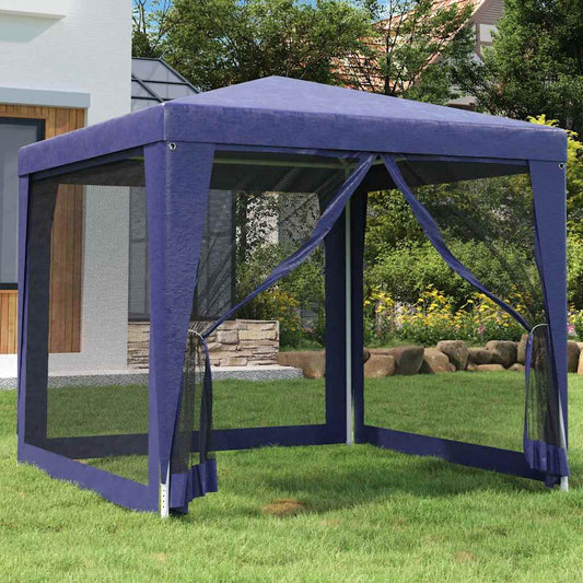 vidaXL Party Tent with 4 Mesh Sidewalls Blue 2.5x2.5 m HDPE